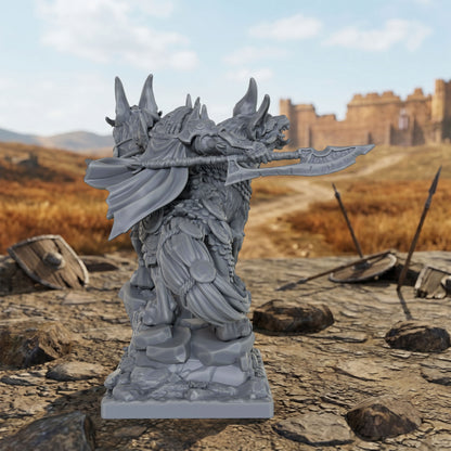 AS1042 Dire Wolf Rider Resin Miniature, Orc Rider on Armored Two-Headed Dire Wolf, Unpainted Fantasy Wargame Figure, DND RPG Monster Model