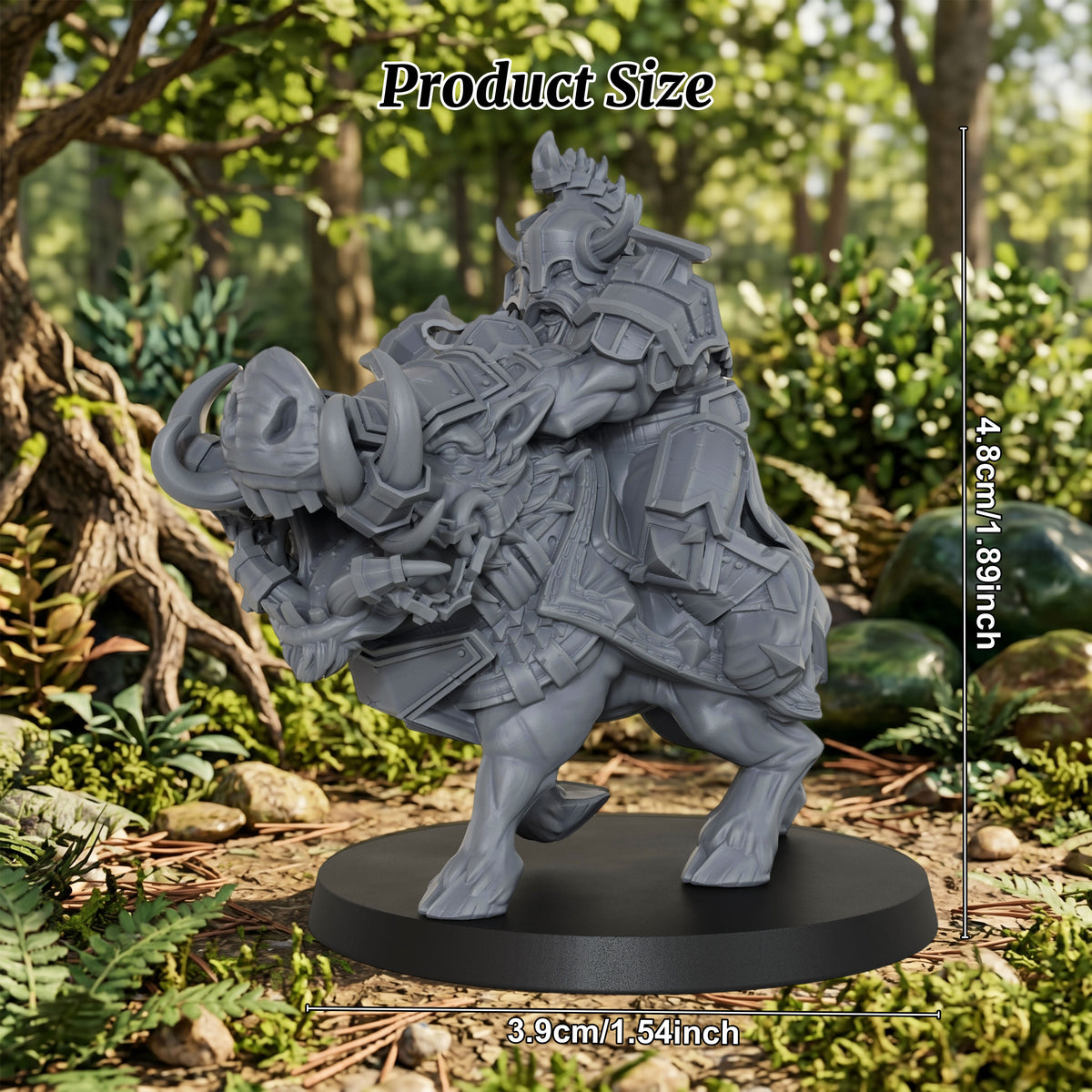 AS1043 Beast Master Dwarf Boar Rider Resin Miniature, Armored Dwarf Mounted Figure, Unpainted Fantasy Wargame Mini, DND RPG Model, Tabletop Collectible