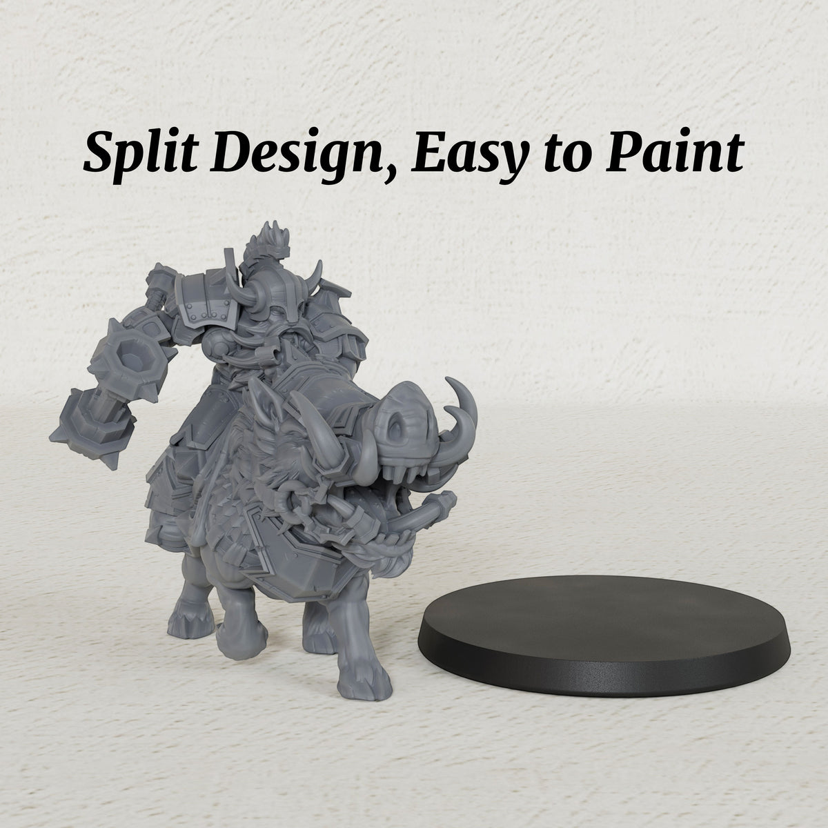 AS1043 Beast Master Dwarf Boar Rider Resin Miniature, Armored Dwarf Mounted Figure, Unpainted Fantasy Wargame Mini, DND RPG Model, Tabletop Collectible
