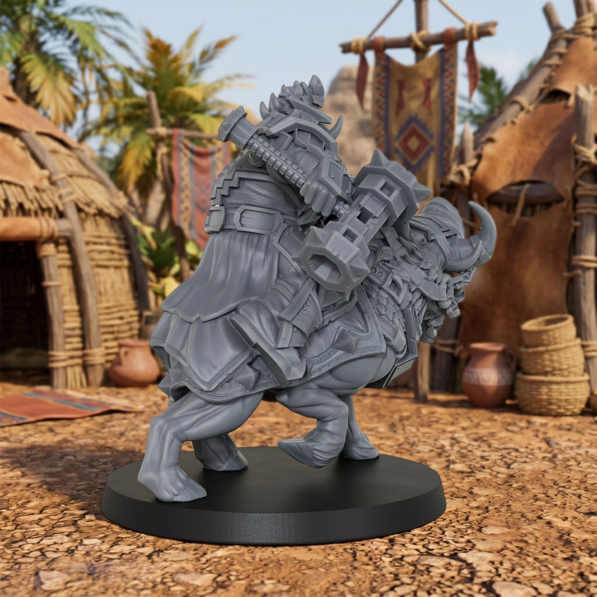 AS1043 Beast Master Dwarf Boar Rider Resin Miniature, Armored Dwarf Mounted Figure, Unpainted Fantasy Wargame Mini, DND RPG Model, Tabletop Collectible