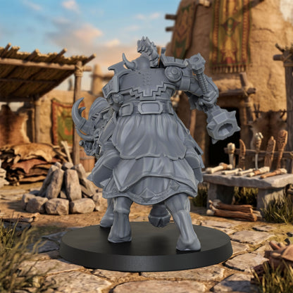 AS1043 Beast Master Dwarf Boar Rider Resin Miniature, Armored Dwarf Mounted Figure, Unpainted Fantasy Wargame Mini, DND RPG Model, Tabletop Collectible