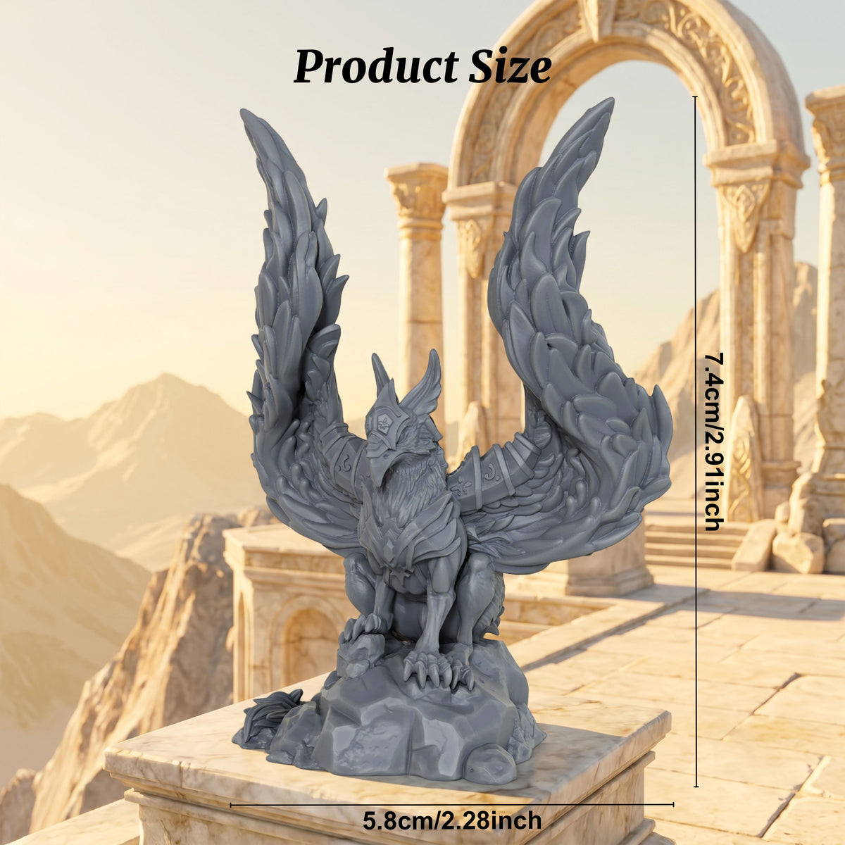 AS1044 Royal Griffin Resin Miniature, Armored Griffin Beast Figure, Unpainted Fantasy Wargame Mini, DND RPG Monster Model, Collectible Display Statue