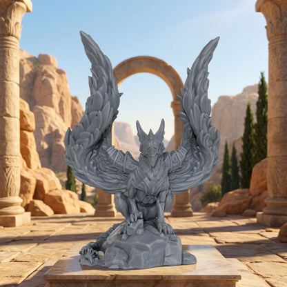 AS1044 Royal Griffin Resin Miniature, Armored Griffin Beast Figure, Unpainted Fantasy Wargame Mini, DND RPG Monster Model, Collectible Display Statue