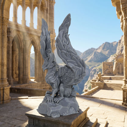 AS1044 Royal Griffin Resin Miniature, Armored Griffin Beast Figure, Unpainted Fantasy Wargame Mini, DND RPG Monster Model, Collectible Display Statue