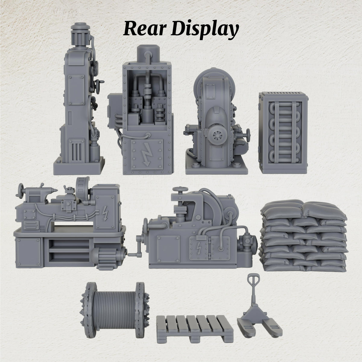 AS1054 Factory Machines Resin Terrain Set, Industrial Workshop Machinery Miniatures, Unpainted Wargame Scenery Props, Diorama Accessories for Tabletop Games