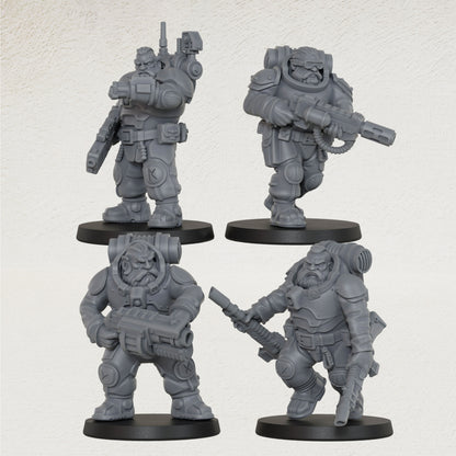 AS1055 Space Dwarves Infantry Resin Model Set, Sci-Fi Dwarf Trooper Miniatures, Unpainted Wargame Minis, Collectible Display Figures, Ideal Gift for Tabletop Wargaming Enthusiasts