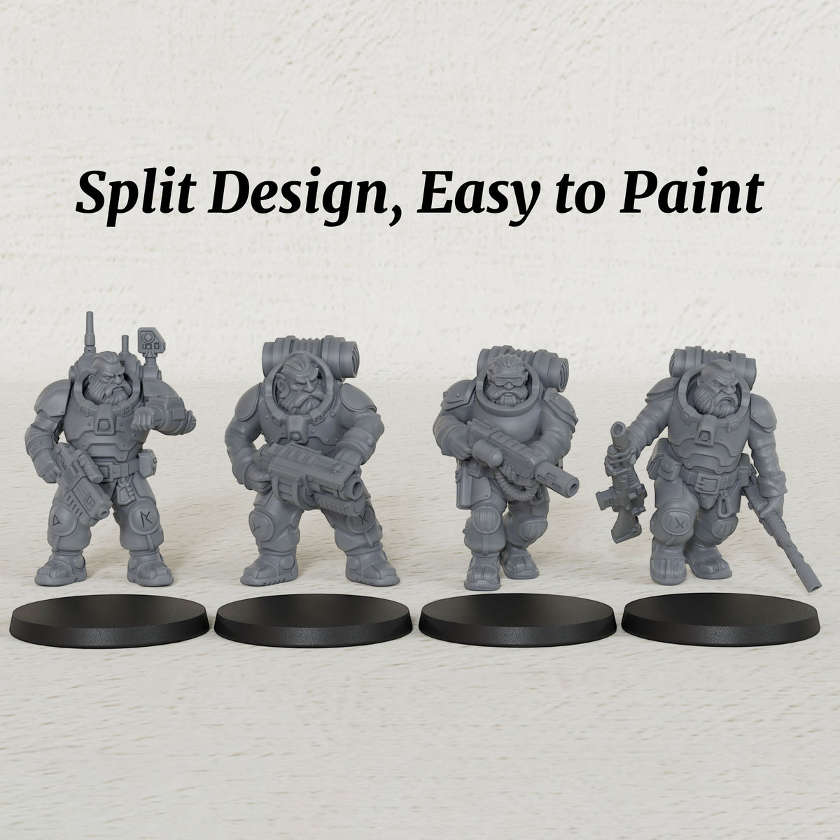 AS1055 Space Dwarves Infantry Resin Model Set, Sci-Fi Dwarf Trooper Miniatures, Unpainted Wargame Minis, Collectible Display Figures, Ideal Gift for Tabletop Wargaming Enthusiasts