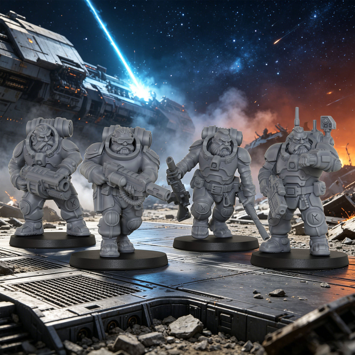 AS1055 Space Dwarves Infantry Resin Model Set, Sci-Fi Dwarf Trooper Miniatures, Unpainted Wargame Minis, Collectible Display Figures, Ideal Gift for Tabletop Wargaming Enthusiasts