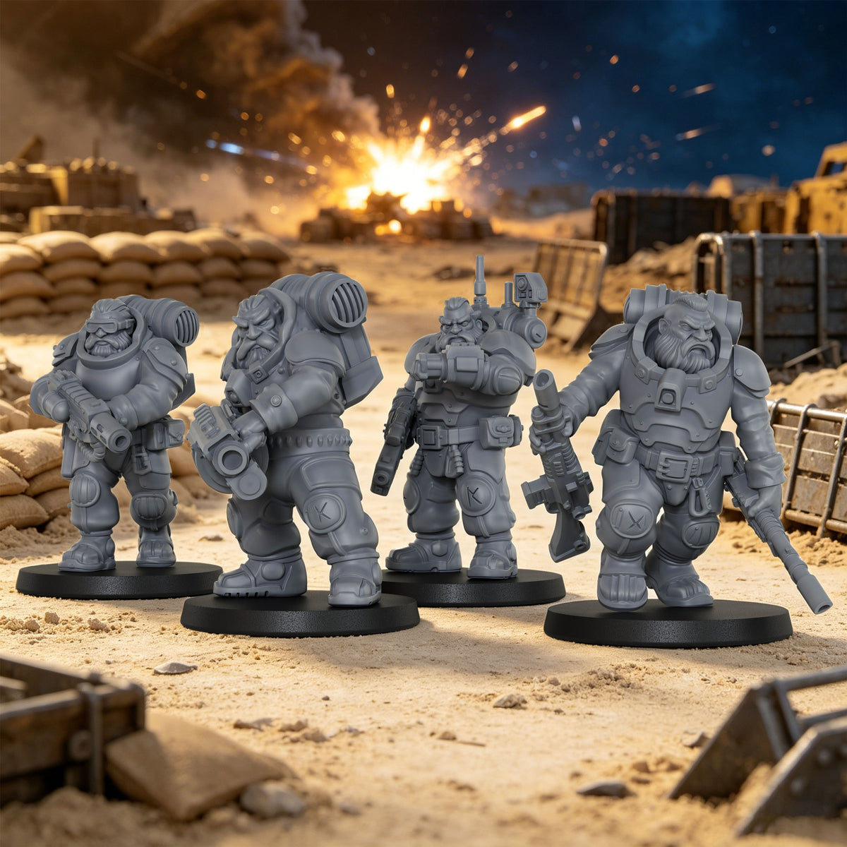AS1055 Space Dwarves Infantry Resin Model Set, Sci-Fi Dwarf Trooper Miniatures, Unpainted Wargame Minis, Collectible Display Figures, Ideal Gift for Tabletop Wargaming Enthusiasts