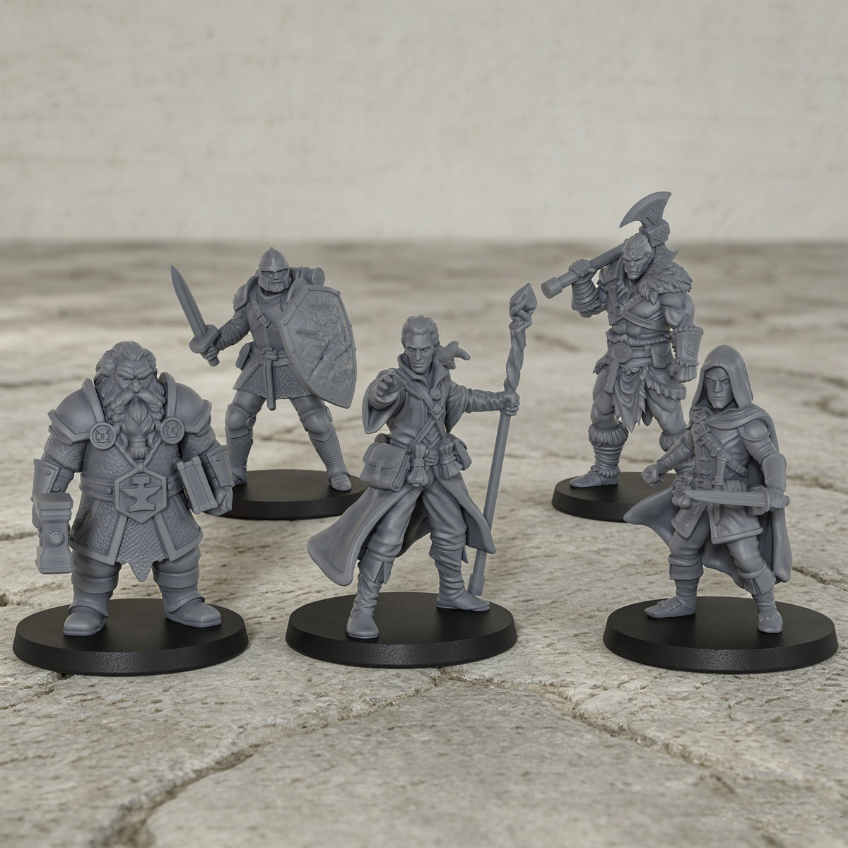 AS1057 Fantasy Adventurer Resin Model Set, D&D Party Hero Miniatures, Unpainted RPG Minis, Collectible Display Figures, Perfect Gift for Tabletop RPG Fans