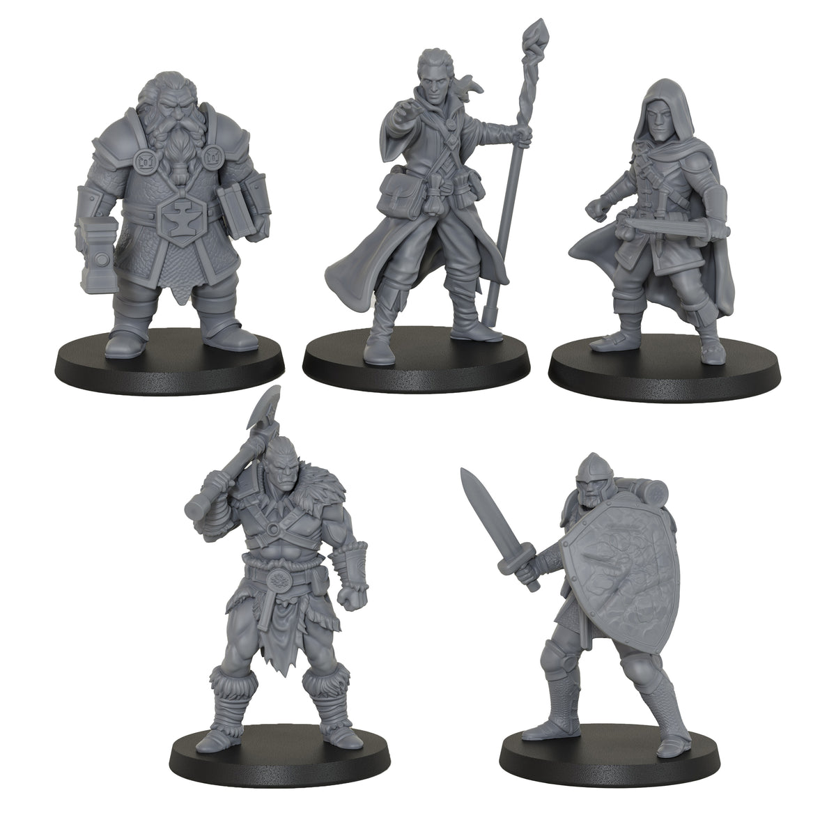 AS1057 Fantasy Adventurer Resin Model Set, D&D Party Hero Miniatures, Unpainted RPG Minis, Collectible Display Figures, Perfect Gift for Tabletop RPG Fans