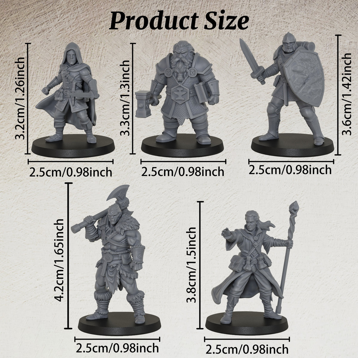 AS1057 Fantasy Adventurer Resin Model Set, D&D Party Hero Miniatures, Unpainted RPG Minis, Collectible Display Figures, Perfect Gift for Tabletop RPG Fans