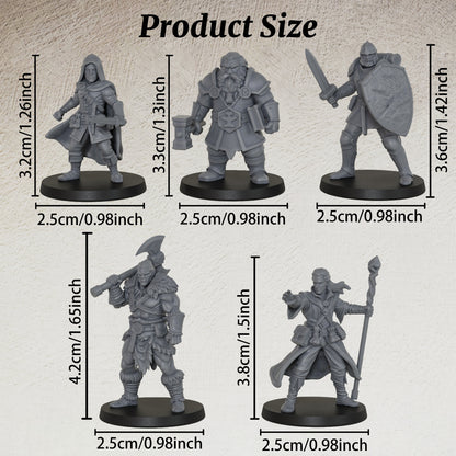 AS1057 Fantasy Adventurer Resin Model Set, D&D Party Hero Miniatures, Unpainted RPG Minis, Collectible Display Figures, Perfect Gift for Tabletop RPG Fans