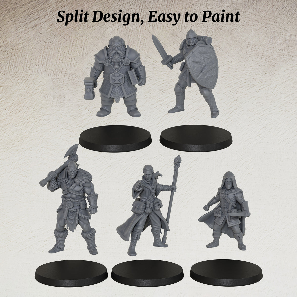 AS1057 Fantasy Adventurer Resin Model Set, D&D Party Hero Miniatures, Unpainted RPG Minis, Collectible Display Figures, Perfect Gift for Tabletop RPG Fans