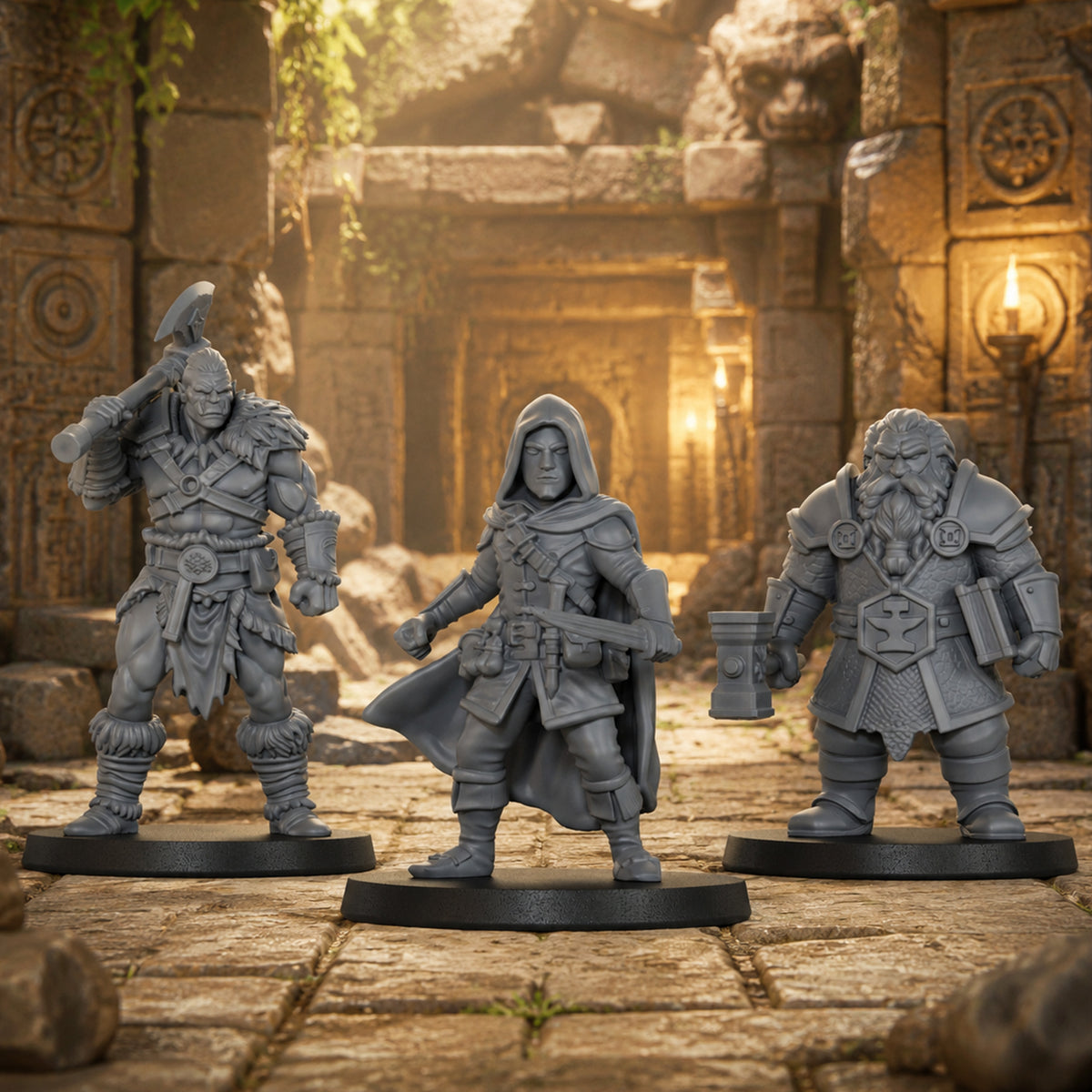 AS1057 Fantasy Adventurer Resin Model Set, D&D Party Hero Miniatures, Unpainted RPG Minis, Collectible Display Figures, Perfect Gift for Tabletop RPG Fans