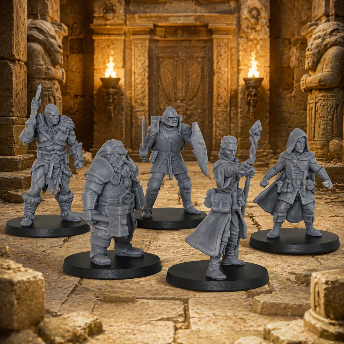 AS1057 Fantasy Adventurer Resin Model Set, D&D Party Hero Miniatures, Unpainted RPG Minis, Collectible Display Figures, Perfect Gift for Tabletop RPG Fans