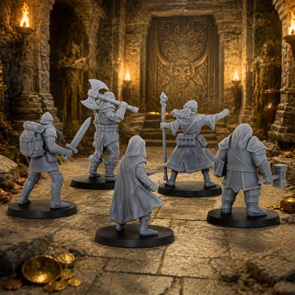 AS1057 Fantasy Adventurer Resin Model Set, D&D Party Hero Miniatures, Unpainted RPG Minis, Collectible Display Figures, Perfect Gift for Tabletop RPG Fans