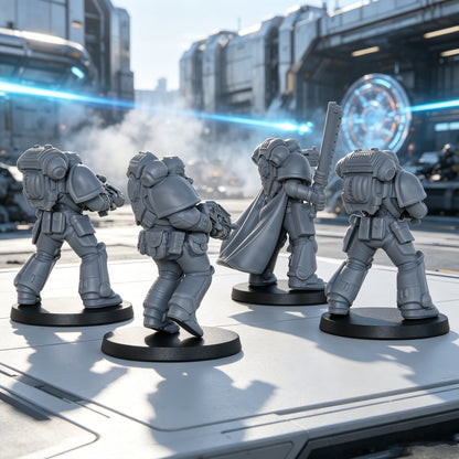 AS1058 Sci-Fi Strike Team Resin Model Set, Heavy Armored Space Warrior Miniatures, Unpainted Wargame Minis, Collectible Display Figures, Perfect Gift for Tabletop Wargaming Fans