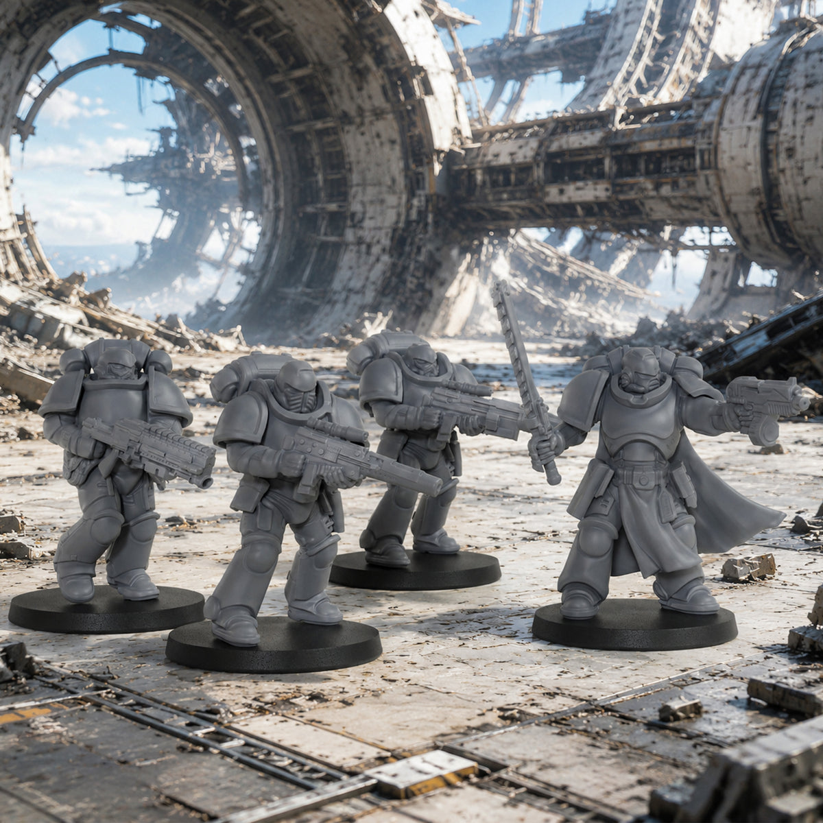 AS1058 Sci-Fi Strike Team Resin Model Set, Heavy Armored Space Warrior Miniatures, Unpainted Wargame Minis, Collectible Display Figures, Perfect Gift for Tabletop Wargaming Fans