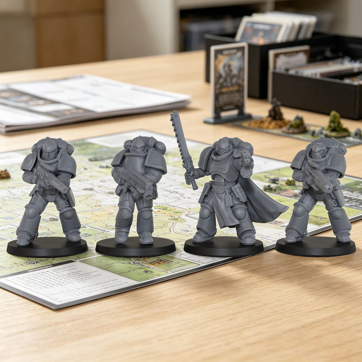 AS1058 Sci-Fi Strike Team Resin Model Set, Heavy Armored Space Warrior Miniatures, Unpainted Wargame Minis, Collectible Display Figures, Perfect Gift for Tabletop Wargaming Fans