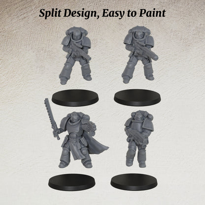 AS1058 Sci-Fi Strike Team Resin Model Set, Heavy Armored Space Warrior Miniatures, Unpainted Wargame Minis, Collectible Display Figures, Perfect Gift for Tabletop Wargaming Fans