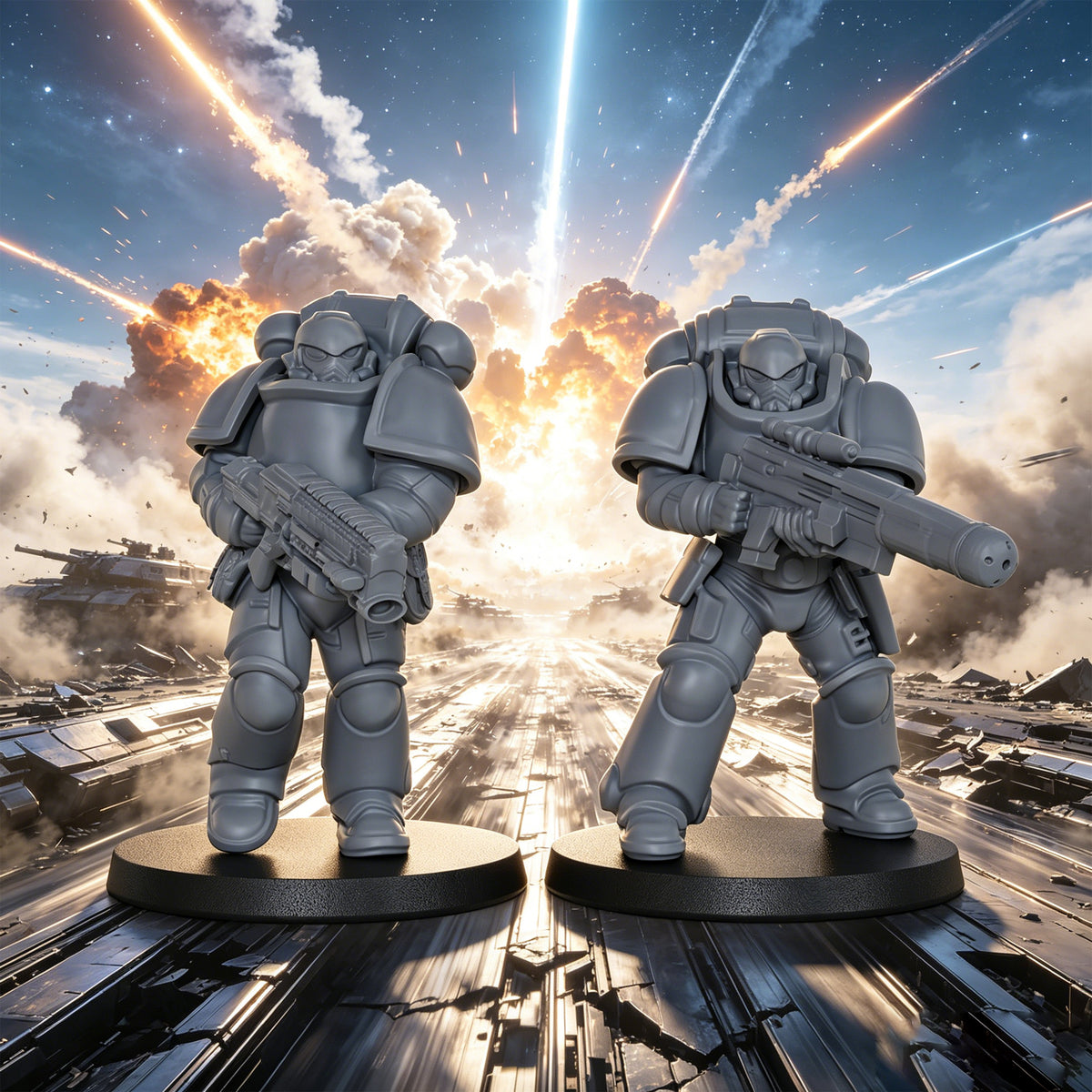 AS1058 Sci-Fi Strike Team Resin Model Set, Heavy Armored Space Warrior Miniatures, Unpainted Wargame Minis, Collectible Display Figures, Perfect Gift for Tabletop Wargaming Fans