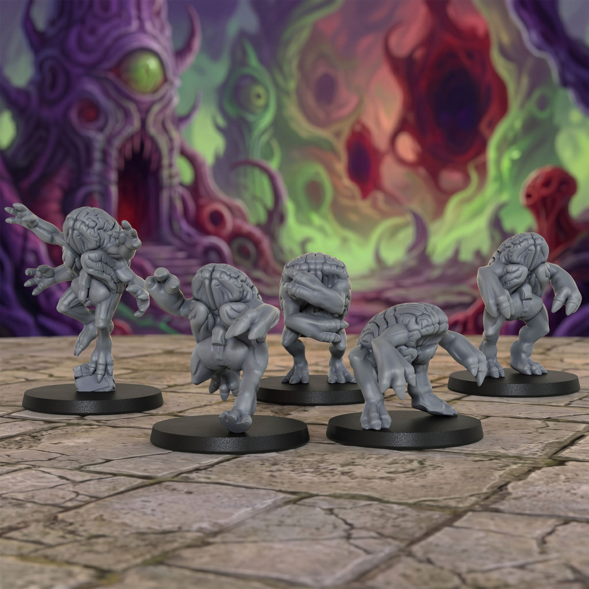 AS1061 Brain Fiend Resin Model Set, Brain Monster Aberration Miniatures, Unpainted D&D Minis, Collectible Display Figures, Perfect Gift for Tabletop RPG Fans