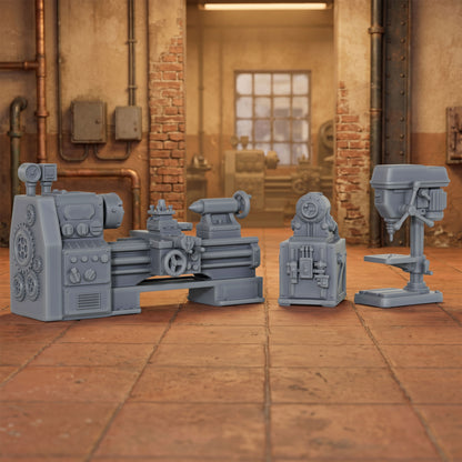 AS1064 Workshop Equipment Resin Model Set, Industrial Workshop Terrain Miniatures, Unpainted Wargame Scenery, Collectible Display Figures, Perfect Gift for Tabletop Hobbyists