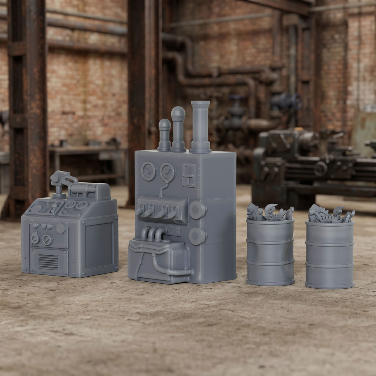 AS1064 Workshop Equipment Resin Model Set, Industrial Workshop Terrain Miniatures, Unpainted Wargame Scenery, Collectible Display Figures, Perfect Gift for Tabletop Hobbyists