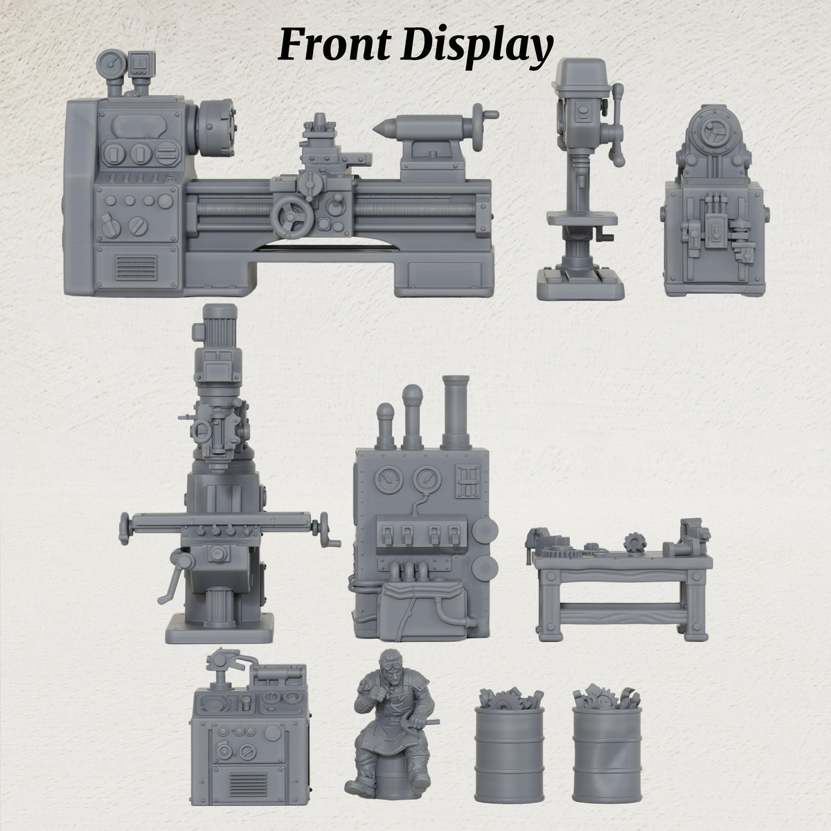 AS1064 Workshop Equipment Resin Model Set, Industrial Workshop Terrain Miniatures, Unpainted Wargame Scenery, Collectible Display Figures, Perfect Gift for Tabletop Hobbyists