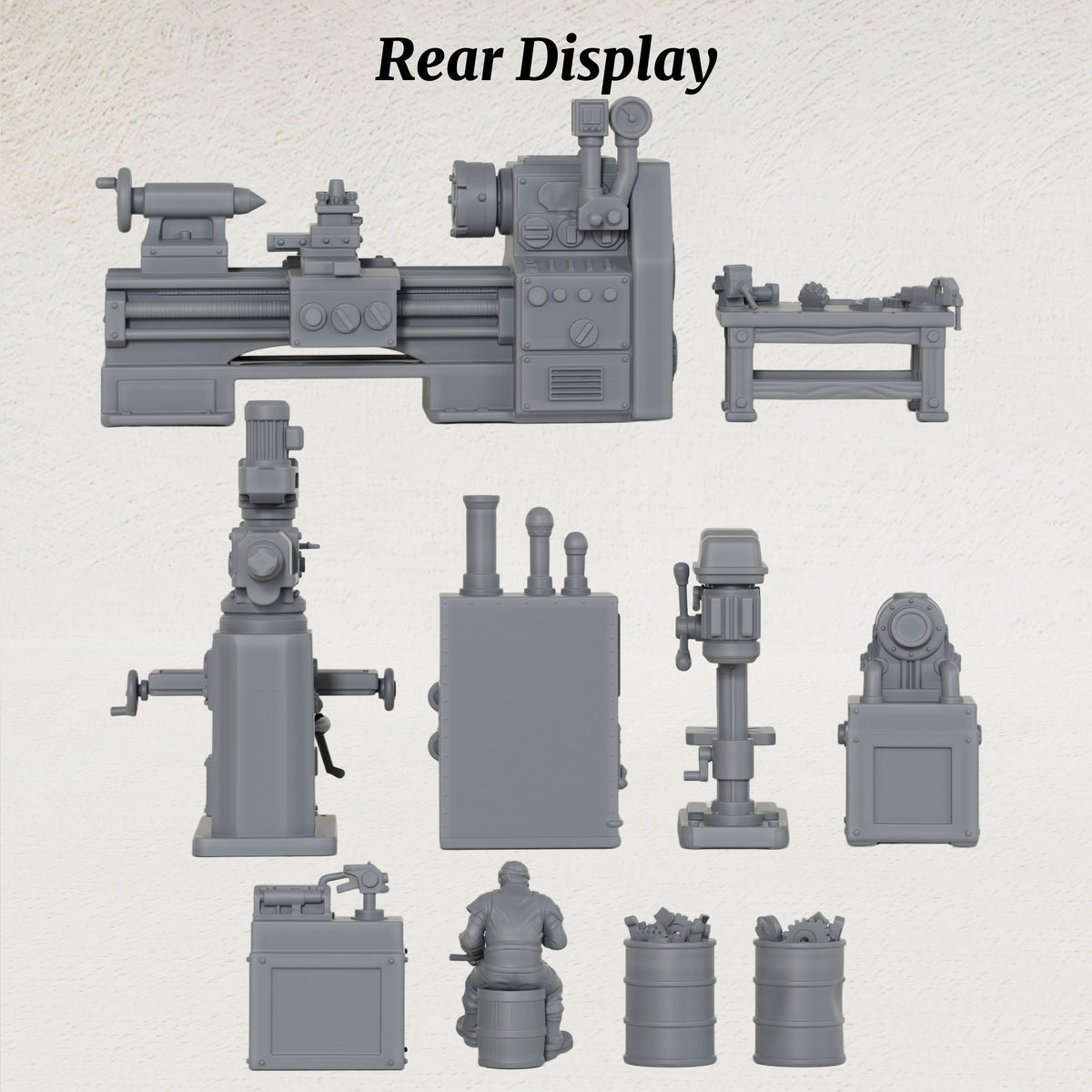 AS1064 Workshop Equipment Resin Model Set, Industrial Workshop Terrain Miniatures, Unpainted Wargame Scenery, Collectible Display Figures, Perfect Gift for Tabletop Hobbyists