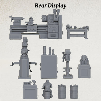 AS1064 Workshop Equipment Resin Model Set, Industrial Workshop Terrain Miniatures, Unpainted Wargame Scenery, Collectible Display Figures, Perfect Gift for Tabletop Hobbyists