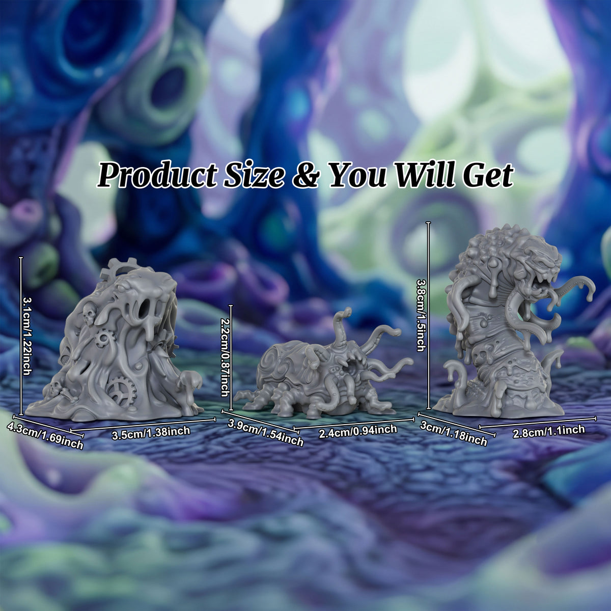 AS1066 Slimes Resin Model Set, Ooze Slime Monster Miniatures, Unpainted D&D Minis, Collectible Display Figures, Perfect Gift for Tabletop RPG Fans
