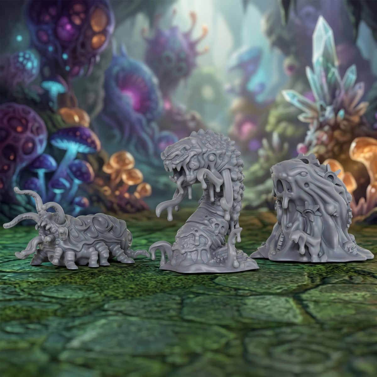 AS1066 Slimes Resin Model Set, Ooze Slime Monster Miniatures, Unpainted D&D Minis, Collectible Display Figures, Perfect Gift for Tabletop RPG Fans