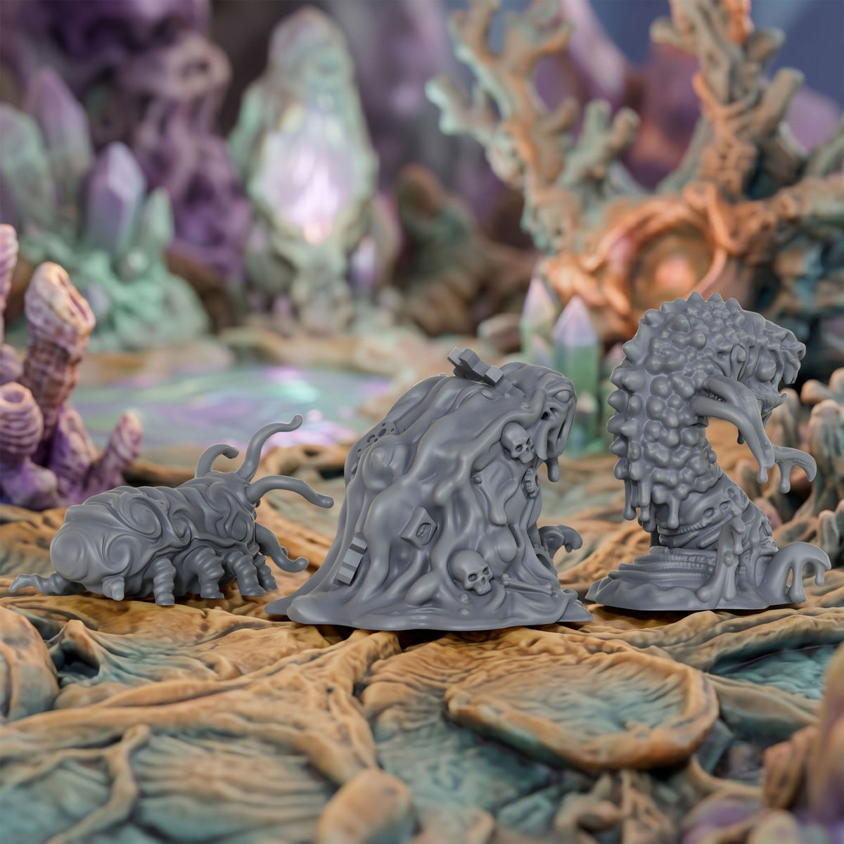 AS1066 Slimes Resin Model Set, Ooze Slime Monster Miniatures, Unpainted D&D Minis, Collectible Display Figures, Perfect Gift for Tabletop RPG Fans
