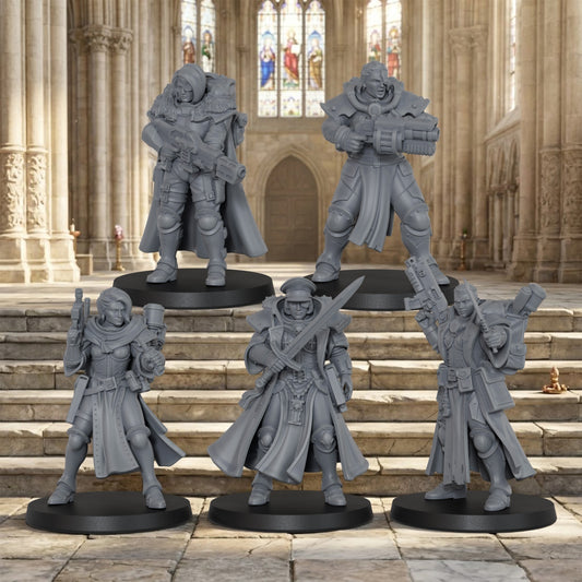 AS1068 Order of Judgement Miniatures, Sci-Fi Imperial Officers & Command Squad, Unpainted Resin Wargame Minis