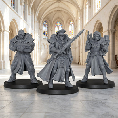 AS1068 Order of Judgement Miniatures, Sci-Fi Imperial Officers & Command Squad, Unpainted Resin Wargame Minis