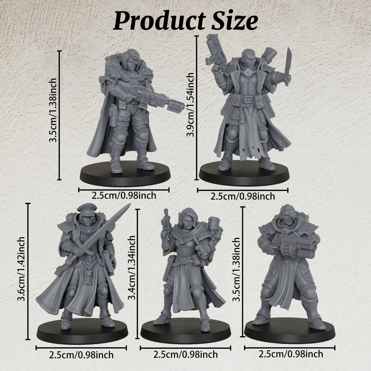 AS1068 Order of Judgement Miniatures, Sci-Fi Imperial Officers & Command Squad, Unpainted Resin Wargame Minis