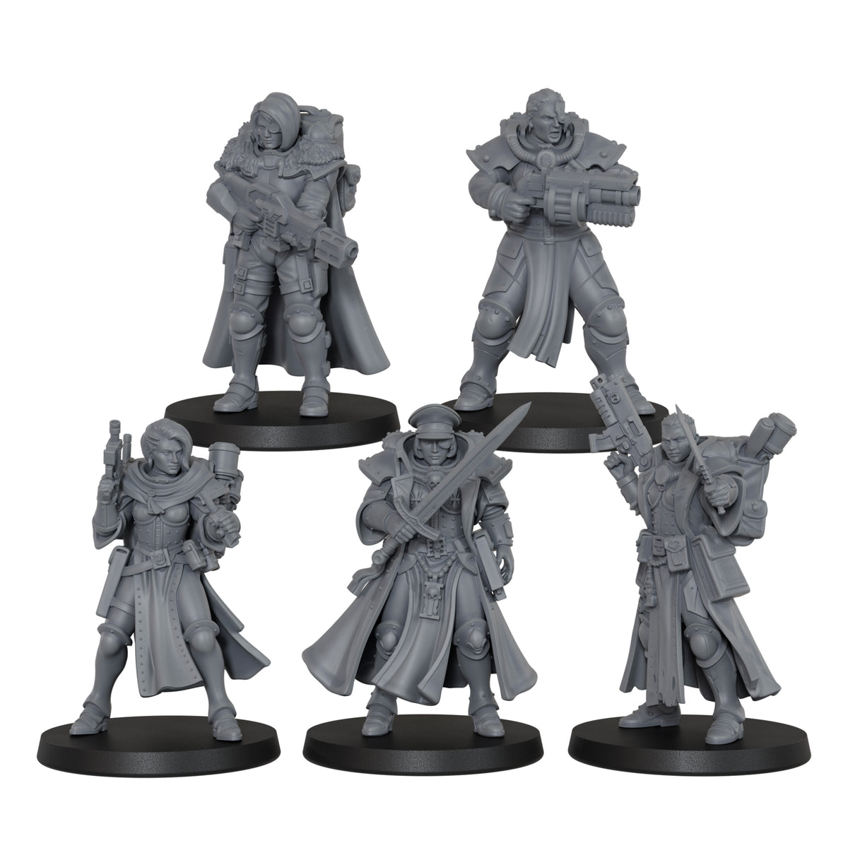 AS1068 Order of Judgement Miniatures, Sci-Fi Imperial Officers & Command Squad, Unpainted Resin Wargame Minis