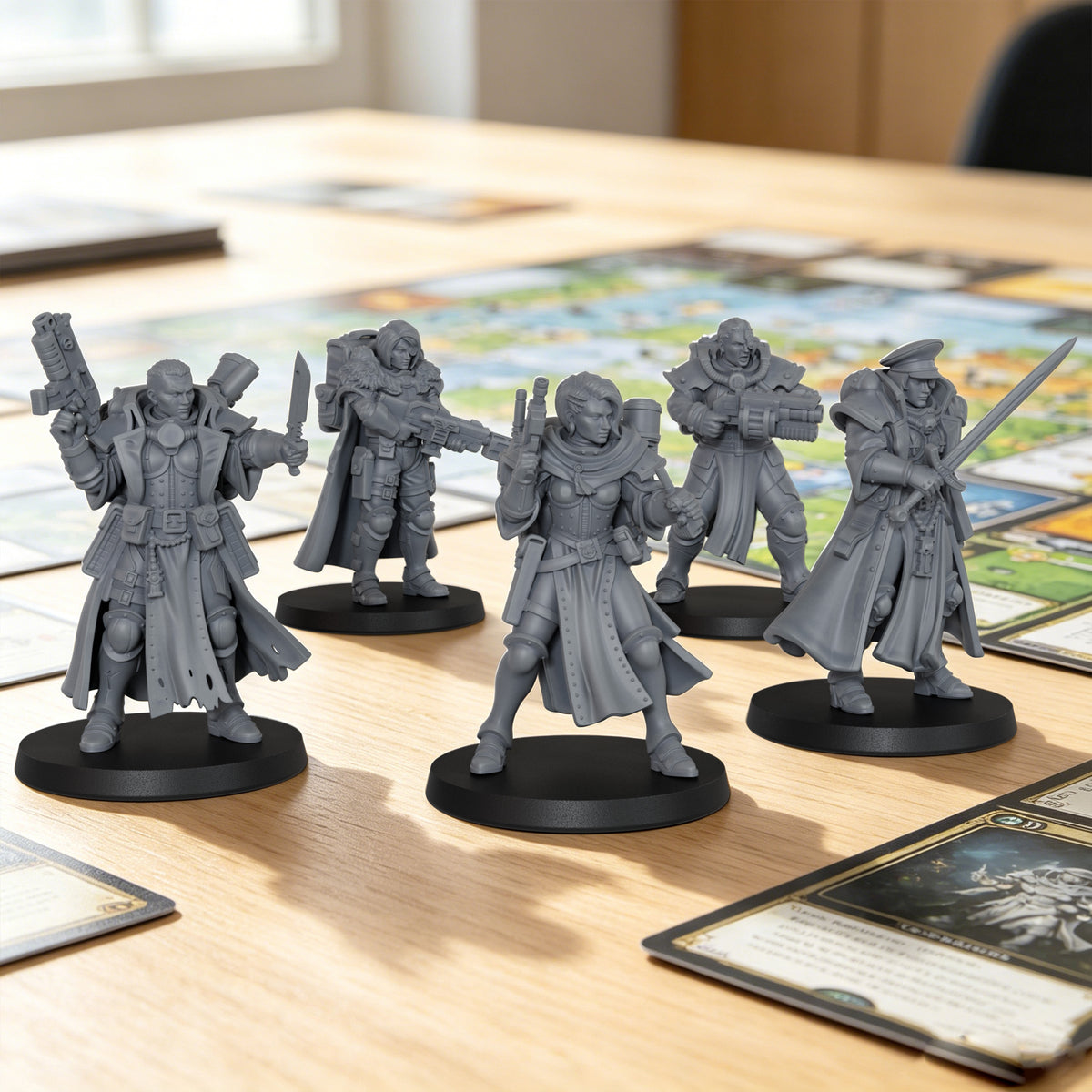 AS1068 Order of Judgement Miniatures, Sci-Fi Imperial Officers & Command Squad, Unpainted Resin Wargame Minis