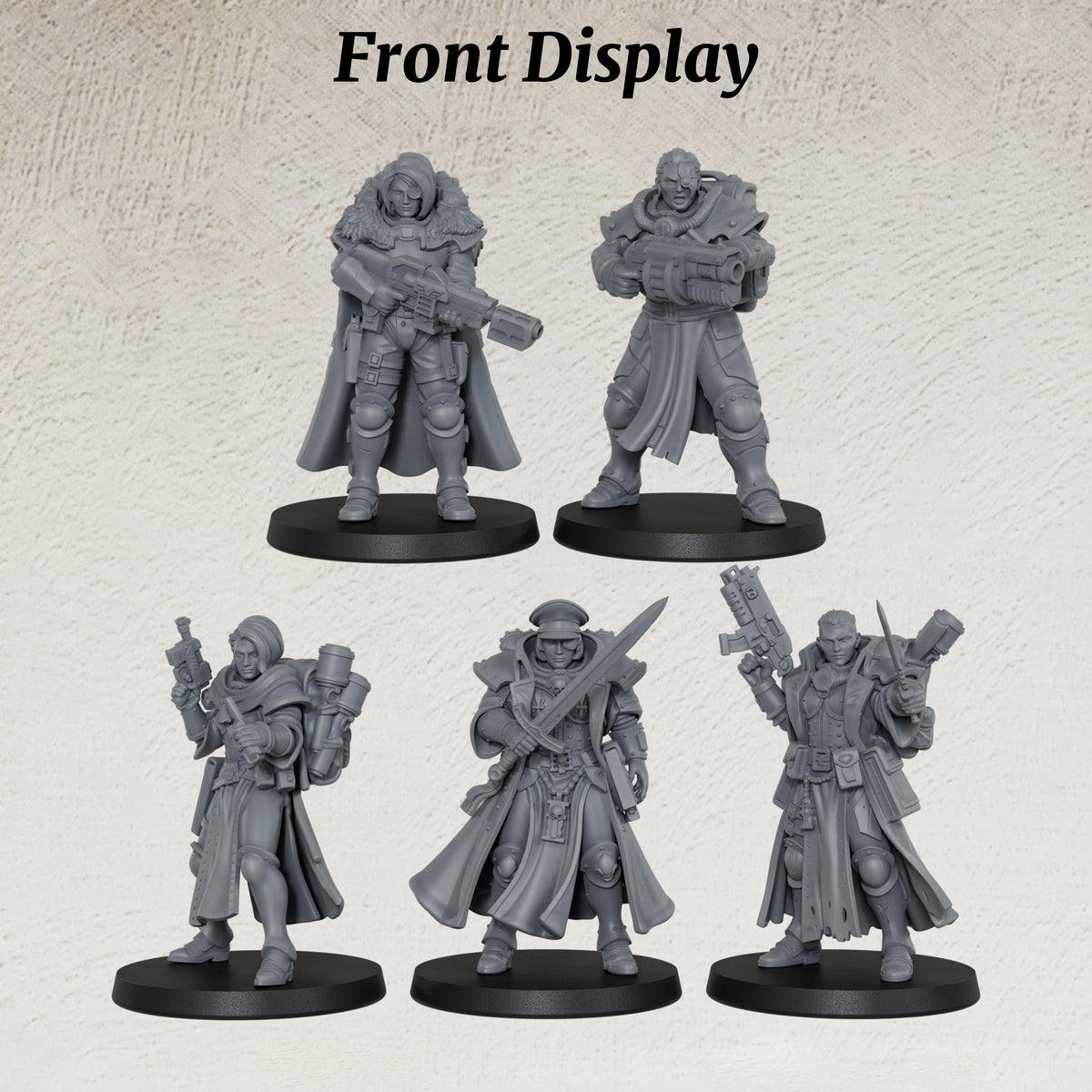 AS1068 Order of Judgement Miniatures, Sci-Fi Imperial Officers & Command Squad, Unpainted Resin Wargame Minis