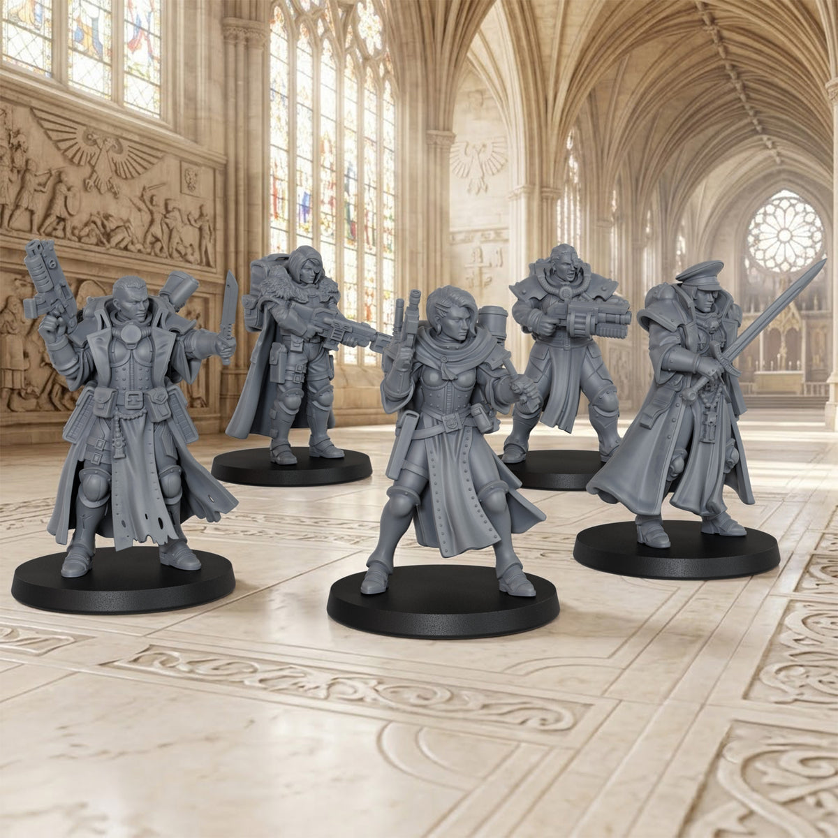 AS1068 Order of Judgement Miniatures, Sci-Fi Imperial Officers & Command Squad, Unpainted Resin Wargame Minis