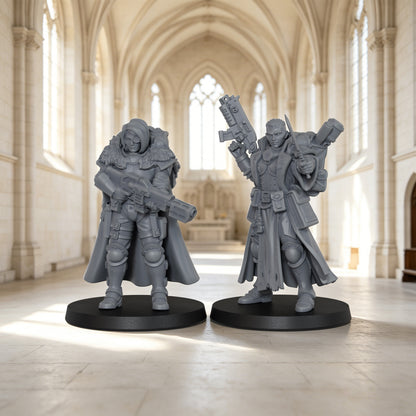 AS1068 Order of Judgement Miniatures, Sci-Fi Imperial Officers & Command Squad, Unpainted Resin Wargame Minis