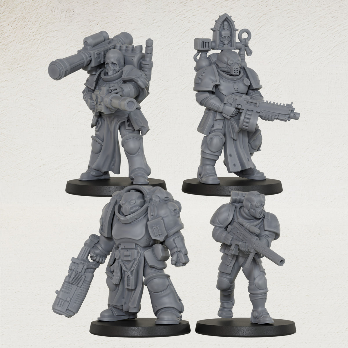 AS1069 Sci-Fi Heavy Infantry Miniature Squad, Armored Space Warriors, Unpainted Resin Wargame Minis