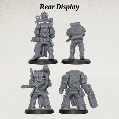AS1069 Sci-Fi Heavy Infantry Miniature Squad, Armored Space Warriors, Unpainted Resin Wargame Minis