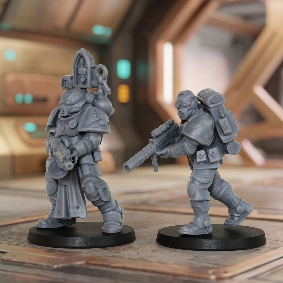 AS1069 Sci-Fi Heavy Infantry Miniature Squad, Armored Space Warriors, Unpainted Resin Wargame Minis