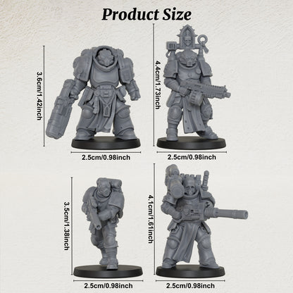 AS1069 Sci-Fi Heavy Infantry Miniature Squad, Armored Space Warriors, Unpainted Resin Wargame Minis