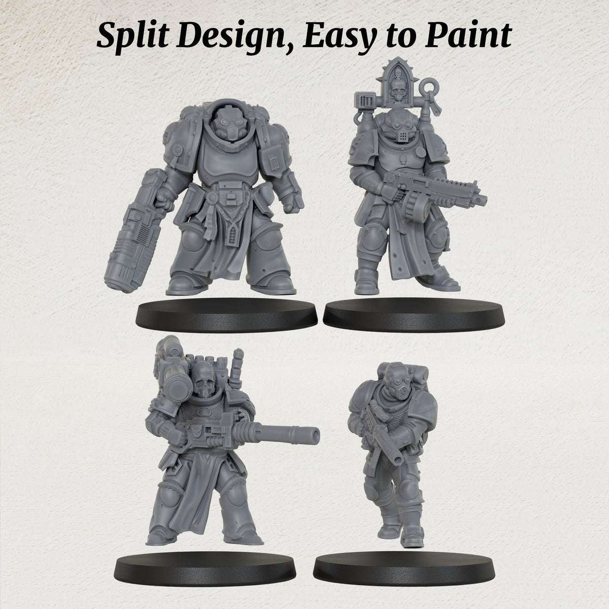 AS1069 Sci-Fi Heavy Infantry Miniature Squad, Armored Space Warriors, Unpainted Resin Wargame Minis