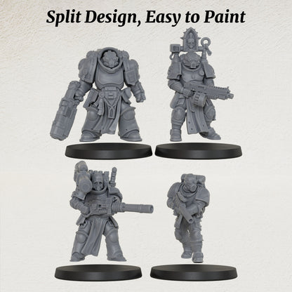 AS1069 Sci-Fi Heavy Infantry Miniature Squad, Armored Space Warriors, Unpainted Resin Wargame Minis