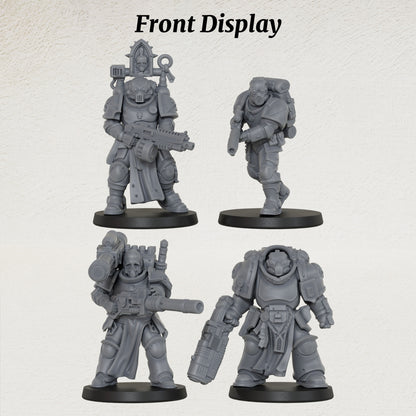 AS1069 Sci-Fi Heavy Infantry Miniature Squad, Armored Space Warriors, Unpainted Resin Wargame Minis